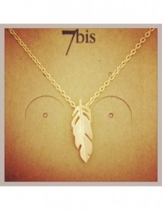 Collier fin plume droite doré - 7BIS
