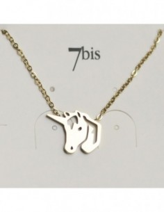 Collier Licorne 3 quarts doré Inoxydable - 7BIS