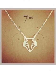 Collier fin tête de Renard Argent