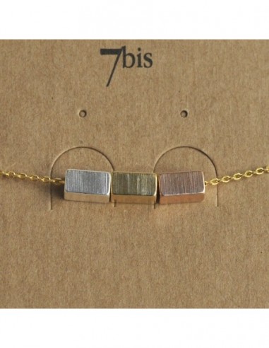 Bracelet fin 3 parallélépipèdes doré - 7BIS