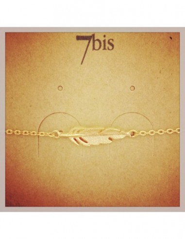 Bracelet fin plume droite doré - 7BIS