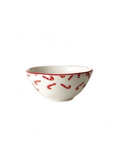 Ceramic Bowl Candy Cane Print