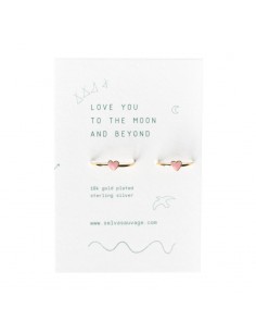 Bagues coeur Rose Pâle -...