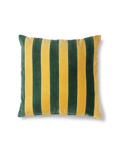 Coussin rayé velours vert/moutarde...