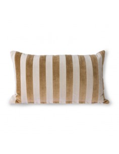 Coussin velours à rayures rectangulaire- Beige -Marron 30x50 HK LIVING
