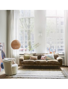 Coussin velours à rayures rectangulaire- Beige -Marron 30x50 HK LIVING 2