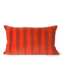 Coussin velours rayé orange...