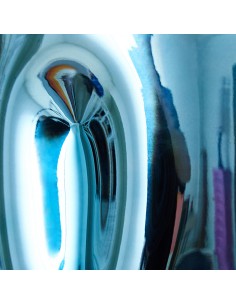 Vase en verre bleu-chrome 2