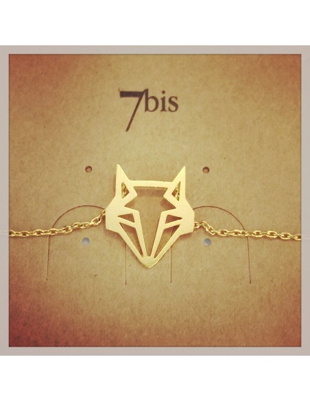 Bracelet fin animal tete de renard doré - 7BIS