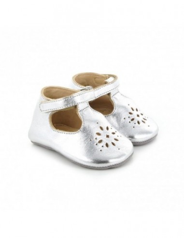 Chausson cuir LILY silver argent