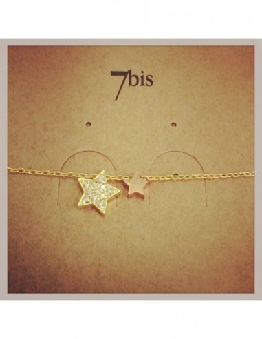 Bracelet double étoile doré dont 1 strass - 7BIS