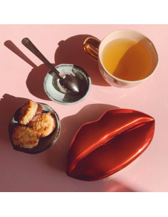 Boîte à thé métal rouge...