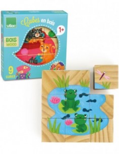 9 cubes en bois animaux 2