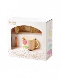 Coffret Vaisselle Animaux Roses de en Mélamine