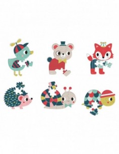 Mini puzzle Baby Forest 12 pces-(6 modèles assortis)