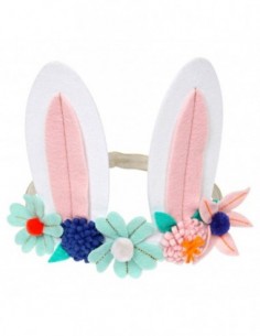 Bandeau tête fleurs et lapin