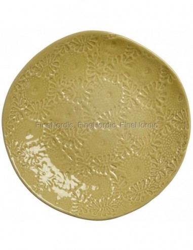 Assiette céramique imprimée relief Vert Citron 5980/CELPL-EMPLG