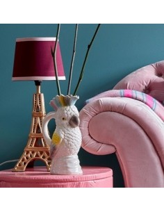 Lampe Tour Eiffel Dorée  Abat jour Bordeau 2