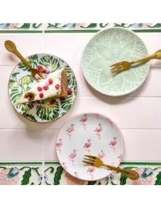 Assiette à dessert imprimée dentelle vert pastel 2