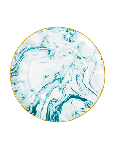 Assiette à dessert en porcelaine - Imprimé marbre - Jade