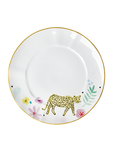 Assiette à dîner en porcelaine - Imprimé léopard sauvage - Édition spéciale