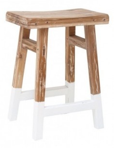 Tabouret teck et blanc