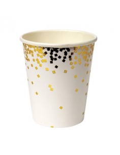 Gobelets Confetti Or - lot de 8