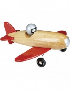 Avion Voltige bois naturel et rouge