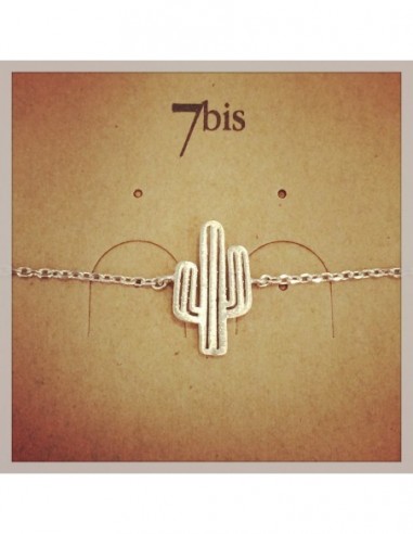 Bracelet fin cactus argenté - 7BIS