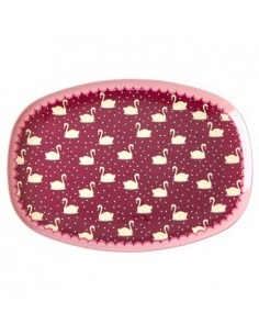 Assiette rectangulaire mélamine Cygne bordeaux