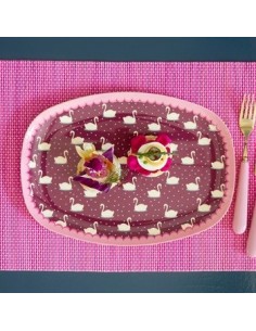 Assiette rectangulaire mélamine Cygne bordeaux 2