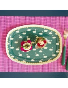 Assiette rectangulaire melamine cygne vert 2