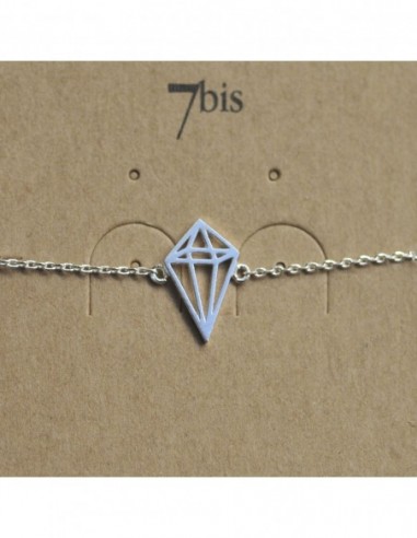 Bracelet fin geometrique diamant perspective argenté - 7BIS