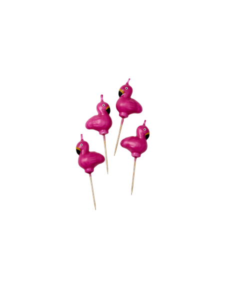 Bougies pour gâteaux en rose - En forme de flamant rose - 4 pcs.
