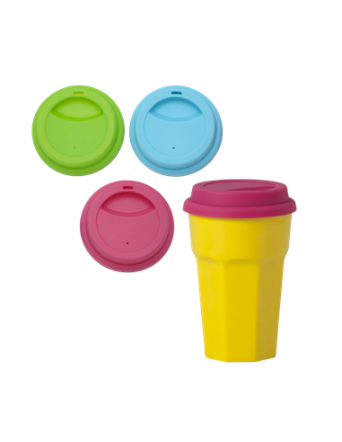 Couvercle en silicone pour nos grandes tasses en mélamine, en 3 couleurs assorties