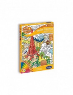 Poster à colorier Bienvenue à Paris