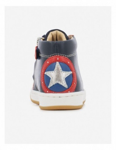 DUDE FORCE Cuir Lisse Bleu Marine et Cuir Velours Rouge DUDE FORCE Cuir Lisse Bleu Marine et Cuir Velours Rouge