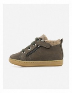 BOUBA ZIP WOOL Cuir Nubuck Marron Foncé et Laine