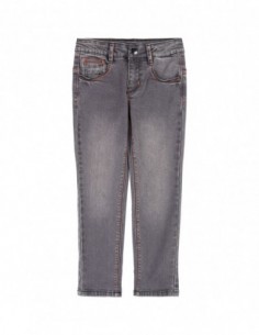 Pantalon coton denim ajustable Gris