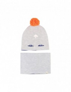Bonnet et snood réversibles Gris 2