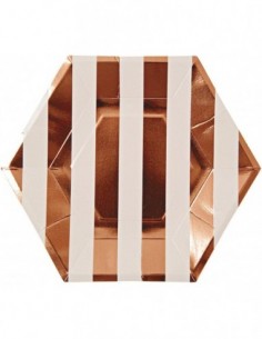 Assiettes cuivrées à rayures