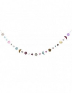 Guirlande métallique étoiles et lunes