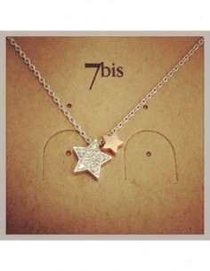 Collier double Etoiles argent strass