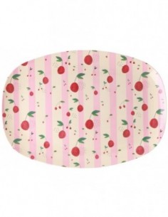 Assiette Rectangulaire en Mélamine - Imprimé Cerise