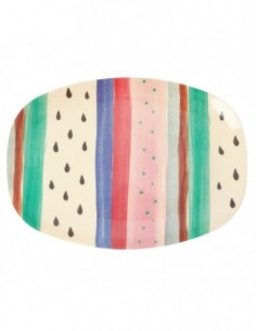 Assiette rectangulaire en mélamine, imprimé « Louise’s Stripes »