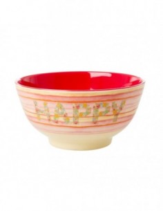 Bol en mélamine, taille medium, imprimé « Happy Pink »,