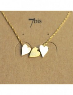 Collier 3 coeurs tricolores doré