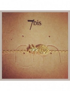 Bracelet fin ananas doré -...