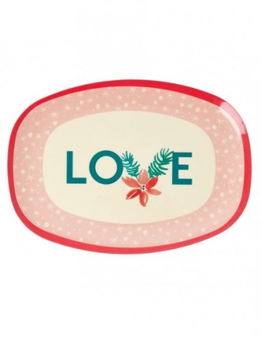 Assiette rectangulaire en mélamine, imprimé « Love »
